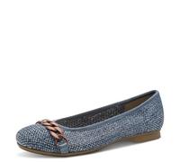 Jana Shoes Damen-Ballerina DENIM Vegan mit Zierschnalle Blau 37 EU