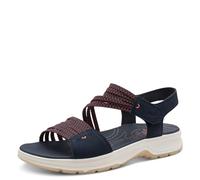 Jana Damen COSHY Flat 8-28661-46 Flache Sandale, Navy/ORANGE, 37 EU