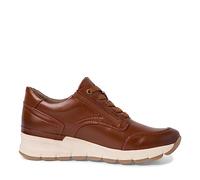 Jana Damen Plateau Sneaker aus Kunstleder mit Schnürsenkeln und Reißverschluss Weite H Mehrweite, Braun (Cognac), 39 EU