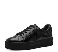 Jana Damen Plateau Sneaker mit Reißverschluss Vegan, Schwarz (Schwarz Lack), 36 EU