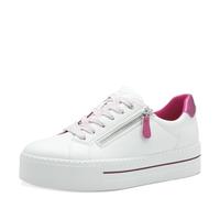 Jana Damen Plateau Sneaker mit Reißverschluss Vegan, Weiß (White/Fuxia), 37 EU