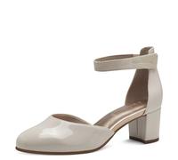 Jana Damen Pumps mit Riemen mit Glitzersteinen Vegan, Beige (Beige Patent), 37 EU