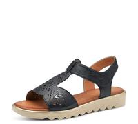 Jana Damen Sandalen flach mit Klettverschluss Vegan, Blau (Navy), 39 EU