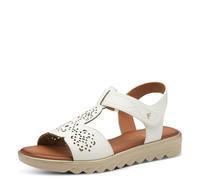 Jana Damen Sandalen flach mit Klettverschluss Vegan, Weiß (Offwhite), 37 EU
