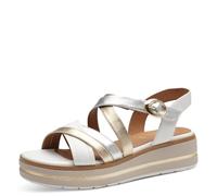 Jana Damen Sandalen flach Plateau Vegan, Mehrfarbig (White/Metallic), 37 EU