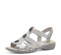Jana Damen Sandalen flach Sommer Vegan, Mehrfarbig (White/Flower), 37 EU