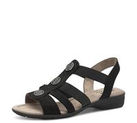 Jana Damen Sandalen flach Sommer Vegan, Schwarz (Black), 37 EU