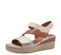 Jana Damen Sandalen mit Keilabsatz mit Klettverschluss Vegan, Mehrfarbig (Beige/Gold), 37 EU