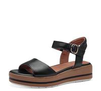 Jana Damen Sandalen mit Keilabsatz mit Klettverschluss Vegan, Schwarz (Black), 37 EU