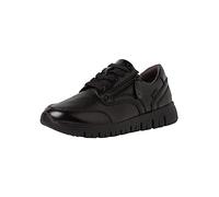 Jana Damen Sneaker flach aus Lederimitat mit Schnürsenkeln und Reißverschluss Weite H Mehrweite, Schwarz (Black Uni), 37 EU