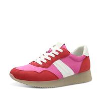 Jana Damen Sneaker flach Low Top Vegan, Mehrfarbig (Red/Fuchsia), 36 EU