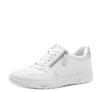 Jana Damen Sneaker flach Low Top Vegan, Weiß (White/Silver), 41 EU