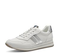 Jana Damen Sneaker flach mit dicker Sohle Vegan, Weiß (White/Silver), 37 EU