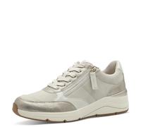 Jana Damen Sneaker flach mit Reißverschluss Vegan, Mehrfarbig (Beige/Gold), 39 EU