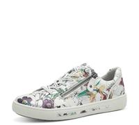 Jana Damen Sneaker flach mit Reißverschluss Vegan, Mehrfarbig (White/Flower), 36 EU
