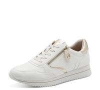 Jana Damen Sneaker flach mit Reißverschluss Vegan, weiß (White/Gold), 38 EU