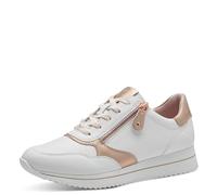 Jana Damen Sneaker flach mit Reißverschluss Vegan, Weiß (White/Rosegold), 38 EU