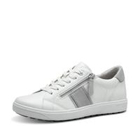 Jana Damen Sneaker flach zum Schnüren mit Reißverschluss, Weiß (Weiß/Grau), 37 EU