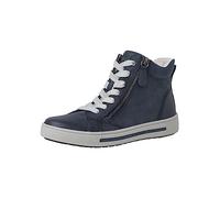 Jana Damen Sneaker hoch Flach mit Schnürsenkeln und Reißverschluss Weite H Mehrweite, Blau (Denim), 38 EU