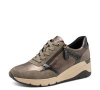 Jana Damen Wedge Sneaker mit Reißverschluss Vegan, Braun (Taupe Comb), 39 EU
