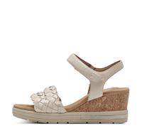 Tamaris COMFORT Damen Sandalen mit Keilabsatz aus Leder Bequem, Beige (Ivory Nappa), 37 EU
