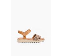 Jana Damen Sandalen flach Sommer Vegan, Mehrfarbig (Leopard), 42 EU