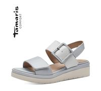 Tamaris Comfort Damen Sandalen flach aus Leder mit Schnalle, Mehrfarbig (Sky Comb), 39 EU