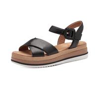 Tamaris COMFORT Damen Sandalen flach aus Leder mit Klettverschluss, Schwarz (Black), 39 EU