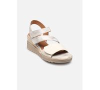 Jana Damen Sandalen mit Keilabsatz Vegan mit Klettverschluss, Mehrfarbig (Beige/Gold), 40 EU