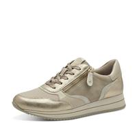 Jana Damen Sneaker flach mit Reißverschluss Vegan, Mehrfarbig (Beige/Gold), 39 EU