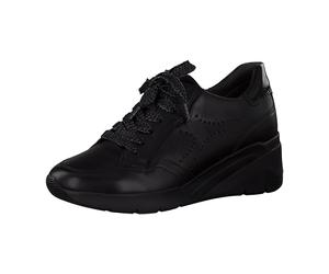 Jana SOFTLINE LEATHER 8-8-23703-27/001 BLACK Sportliche Schnürer HW 21/22 für Damen, schwarz, Größe 38 EU