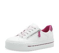 Jana Damen Plateau-Sneaker mit Reißverschluss Vegan Weiß/Fuxia Größe 39 EU