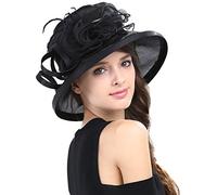 Janey&Rubbins Damen Kentucky Derby Pferderennen Organza hat Kirche brautkleid Partei Gelegenheit Cap Schwarz Medium