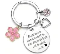 JANGYUHH Schlüsselanhänger Mama Rund Gravur „Es gibt so viele Mamas … doch eine ist die Beste“ - Edelstahl Anhänger mit Blume & Herz - Geschenk Muttertag, Geburtstag, Dankeschön
