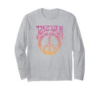 Janis Joplin Peace Art Nouveau Langarmshirt, Unisex für Erwachsene, Grau Meliert, L