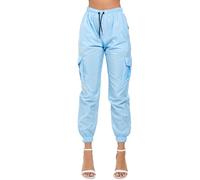 janisramone Cargohose für Damen, leicht, 4 Taschen, legere Bündchenhose, Sport-Jogginghose, himmelblau, M