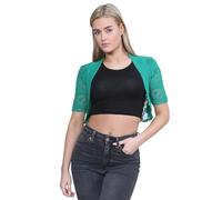 Janisramone Frauen Damen Neu Crochet Gestrickt Bolero Achselzucken Kurz Ärmel Offen Strickjacke Crop Oben