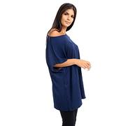 Janisramone Frauen Damen Neu Ebene aus Das Schulter Batwing Ärmel Bardot Baggy überdimensional T-Shirt T Top