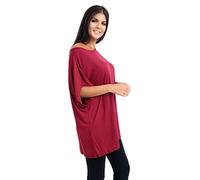 Janisramone Frauen Damen Neu Ebene aus Das Schulter Batwing Ärmel Bardot Baggy überdimensional T-Shirt T Top