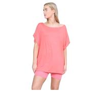 Janisramone Frauen Damen Neu Ebene aus Das Schulter Batwing Ärmel Bardot Baggy überdimensional T-Shirt T Top