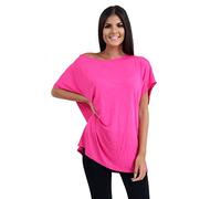 Janisramone Frauen Damen Neu Ebene aus Das Schulter Batwing Ärmel Bardot Baggy überdimensional T-Shirt T Top