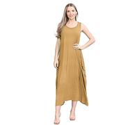 Janisramone Frauen Damen Neu Italienisch Lagenlook Tulpe Fallschirm Kleid Dehnbar Ärmellos Lange Tunika Oberteil