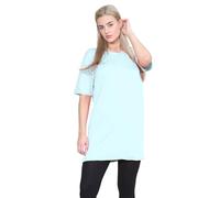 Janisramone Frauen Damen Neu Kurz Ärmel Ebene Baggy Übergroß Sommer Basic PJ Kleid T-Shirt Mini Tunika Oben