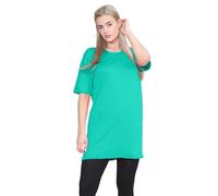 Janisramone Frauen Damen Neu Kurz Ärmel Ebene Baggy Übergroß Sommer Basic PJ Kleid T-Shirt Mini Tunika Oben