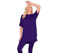 Janisramone Frauen Damen Neu Kurz Ärmel Ebene Baggy Übergroß Sommer Basic PJ Kleid T-Shirt Mini Tunika Oben