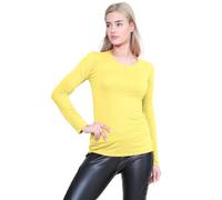 Janisramone Frauen Damen Neu Runden Hals Lange Ärmel Plain Beiläufig dehnbar T-Stück Basic Schlank Passen T-Shirt Oben