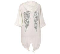 Janisramone Frauen Damen Neu Sequin Engel Flügel Zurück Baggy Übergroß Kapuzenpullover Strickjacke Jacke Sweatshirt Oben