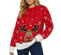 Janisramone Frauen Damen Neu Unisex Weihnachten 3D Pom Pom Gestrickt Neuheit Weihnachten Retro Jumper Sweatshirt Oberteil