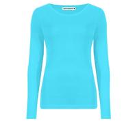 Janisramone Frauen Damen Runden Hals Lange Ärmel T-Shirt Dehnbar Plain Fitted Basic Jersey Beiläufig Tee Oben