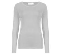 Janisramone Frauen Damen Runden Hals Lange Ärmel T-Shirt Dehnbar Plain Fitted Basic Jersey Beiläufig Tee Oben